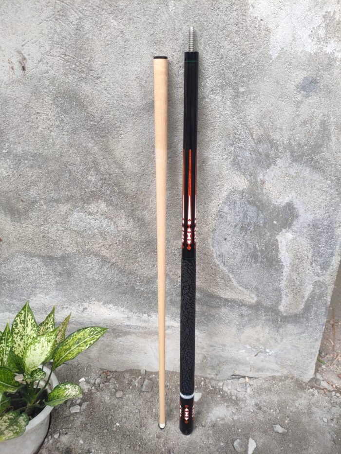 Black Red and White Custom Pool Cue - Image 3