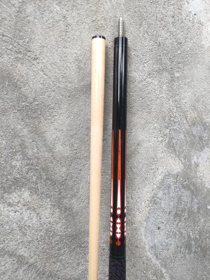 Black Red and White Custom Pool Cue - Image 4