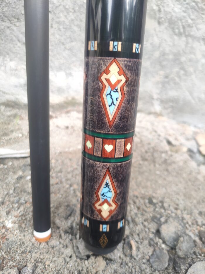 Stained Grey Playing Card Icon Custom Pool Cue - Image 4