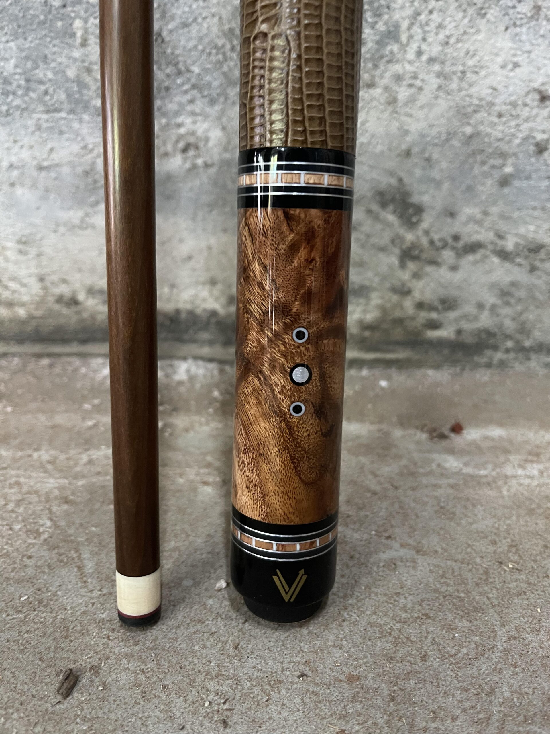 IMG_5143 Stained Black Hard Maple & Camachile Burl - Custom Pool Cue - Image 3